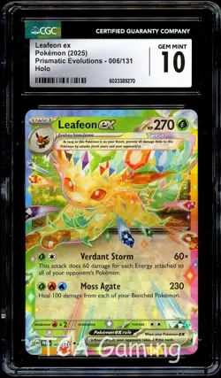 CGC 10 GEM MINT Leafeon Ex 006/131 HOLO RARE Pokemon Card 270 - Image 1