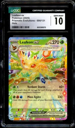 CGC 10 GEM MINT Leafeon Ex 006/131 HOLO RARE Pokemon Card 270 - Image 2