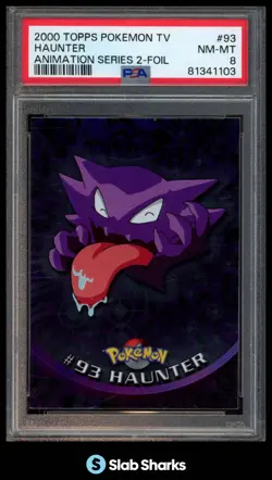2000 TOPPS POKEMON TV #93 HAUNTER ANIMATION SERIES 2 FOIL PSA 8 - Image 1