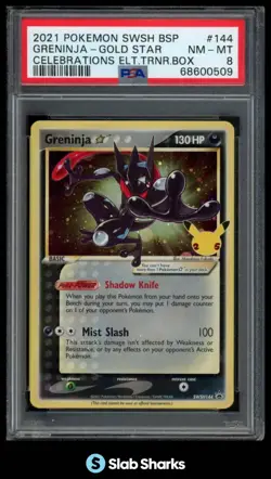 2021 POKEMON SWORD & SHIELD BLACK STAR PROMOS #SWSH144 GRENINJA GOLD STAR PSA 8 - Image 1