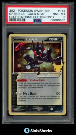 2021 POKEMON SWORD & SHIELD BLACK STAR PROMOS #SWSH144 GRENINJA GOLD STAR PSA 8 - Image 1