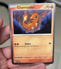 HD COSMOS HOLO Charmander 047 - Pokemon 151 Black Star Promo With Swirl - Image 1