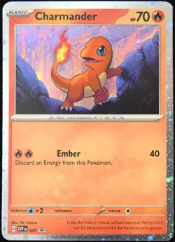 Pokemon TCG Charmander SVP 047 S&V 151 Cosmos Holo SWIRL Black Star Promo - NM - Image 1