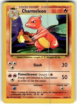 Pokemon Charmeleon 24/102 BS Base Set Unlimited LP - Image 1