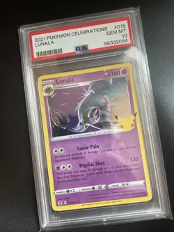 2021 LUNALA #015 POKEMON CELEBRATIONS PSA 10 GEM MINT - Image 1