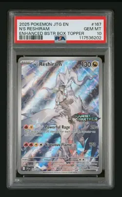 Ns Reshiram Stamped Promo PSA 10 2025 Pokemon Journey Together Box Topper - Image 1