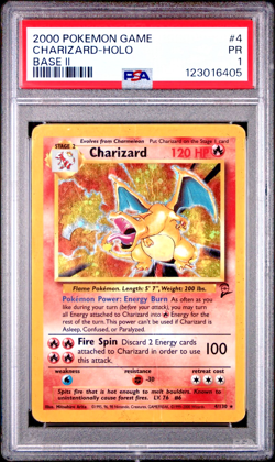 PSA 1 PR 2000 Base Set 2 II Charizard 4/130 Holo Foil Rare WOTC Pokemon - Image 1