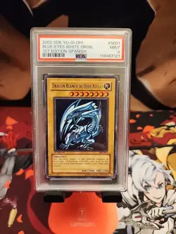 PSA 9 Yugioh Blue-Eyes White Dragon BIK-S001 1st Edition (SDK-001) SPANISH - Image 1