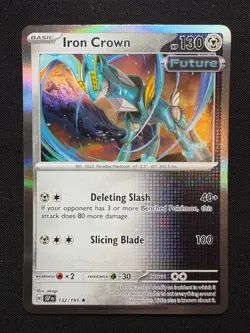 Iron Crown 132/191 Holo Rare LP - Pokemon Scarlet & Violet Surging Sparks SSP - Image 1