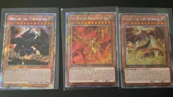 Egyptian God Cards Set Obelisk Slifer Winged Ra YuGiOh RA03 Platinum Secret NM- - Image 1