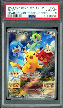 PSA 8 Pokemon Pikachu 001/SV-P Promo 2022 Japanese Card - Image 1