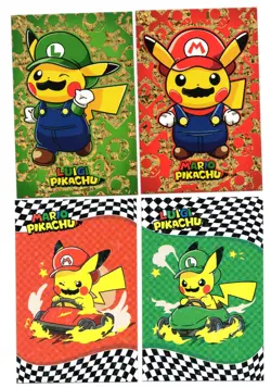 Pokemon Electric Pika Card Database - Pikachu Mario Cart & Luigi xmas - Lot Of 4 - Image 1