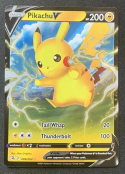Pikachu V 086/264 Fusion Strike Ultra Rare Holo Pokemon TCG Card NM - Image 1