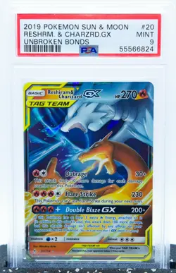 PSA 9 RESHIRAM & CHARIZARD GX 20/214 Ultra Rare Unbroken Bonds - Pokemon Card - Image 1