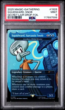 2025 Magic The Gathering SpongeBob Secret Lair Drop Squidward Snob Foil PSA 9 - Image 1