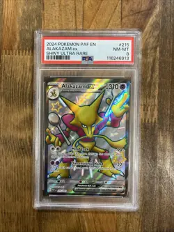 Graded PSA 8 2024 Pokemon PAF EN Alakazam Ex Shiny Ultra Rare #215 - Image 1