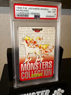 1996 Pokemon Bandai Carddass Vending Rapidash PSA 8 #78 (Red) - Image 1