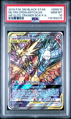 PSA 10 GEM MINT Moltres Zapdos Articuno GX 2019 Pokemon ETB Promo SM210 - Image 1