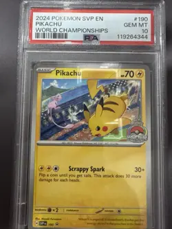 2024 Pokemon SVP EN Pikachu World Championships PROMOs #190 - PSA 10s Sequential - Image 1