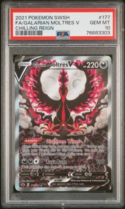 2021 POKEMON SWORD SHIELD CHILLING REIGN #177 FA/GALARIAN MOLTRES V PSA 10 - Image 1