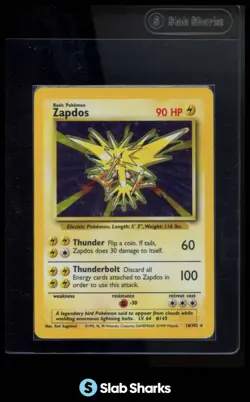1999 POKEMON SET UNLIMITED #16/102 ZAPDOS RARE HOLO - Image 1