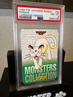 1996 Pokemon Bandai Carddass Vending Persian PSA 8 #53 (Green) - Image 1