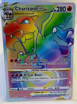 Pokemon TCG Charizard VSTAR Rainbow Secret Rare Card 174/172 Brilliant Stars - Image 1