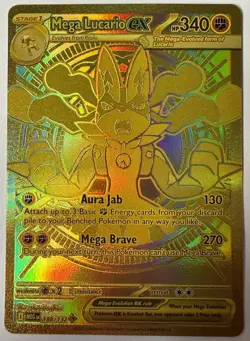 Mega Lucario EX 188/132 Hyper Rare Mega Evolutions NM Pack Fresh Gold Card - Image 1
