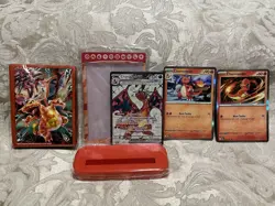Pokemon TCG Charizard EX Full Art, Promo Cards Card Sleeves, Hard Case Stand Set - Image 1