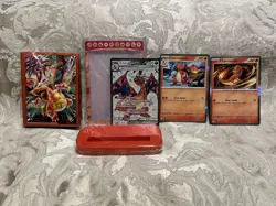 Pokemon TCG Charizard EX Full Art, Promo Cards Card Sleeves, Hard Case Stand Set - Image 2