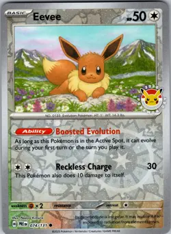 Eevee Prismatic Evolutions 074/131 Holo Pokemon Day 2025 Stamped Promo Card - Image 1