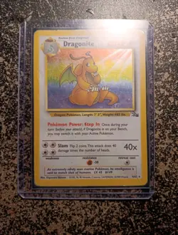 Pokemon TCG Fossil Dragonite Card 4/62 Rare Holo Unlimited Moderately Played - Image 1