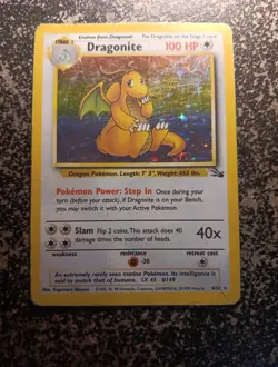 Pokemon TCG Fossil Dragonite Card 4/62 Rare Holo Unlimited Moderately Played - Image 2