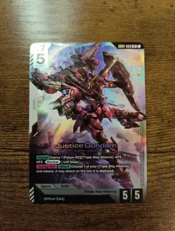 Justice Gundam GD01-066 LR Gundam Card Game Newtype Rising Foil - Image 1