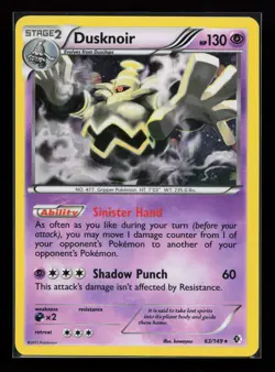 Dusknoir 63/149 Holo Rare Boundaries Crossed Pokemon Card - Image 1
