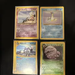 WOTC Vintage Pokemon Card Holo Lot Of 4 Slowking Laura’s Poliwrath Dark Weezing - Image 1