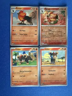 Pyroar (x2/RevHolo) + Litleo (x2) 4-card mixed Pokemon lot - PWE - Image 1