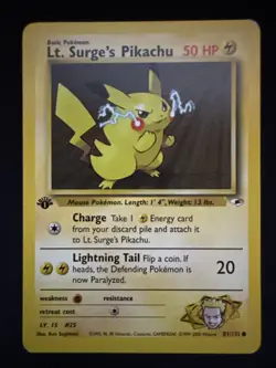 Pokemon TCG Lt. Surge's Pikachu Gym Heroes 1st Edition Common Card 81/132 - Image 1