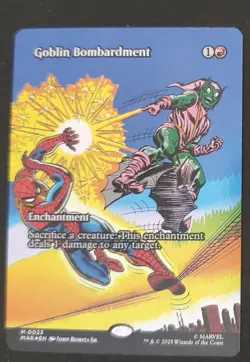 NM Borderless Foil Goblin Bombardment, MTG, Marvel's Spider-Man, Magic, 23 - Image 1