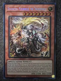 Yugioh Dogmatika Fleurdelis, the Thunderbolt DOOD-EN026 Secret Rare 1st Ed NM - Image 1