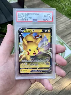 2020 Pokemon Vivid Voltage #043 Pikachu V PSA 10 Gem Mint - Image 1