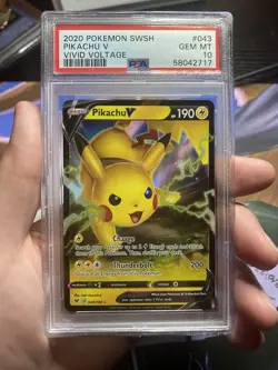2020 Pokemon Vivid Voltage #043 Pikachu V PSA 10 Gem Mint - Image 3
