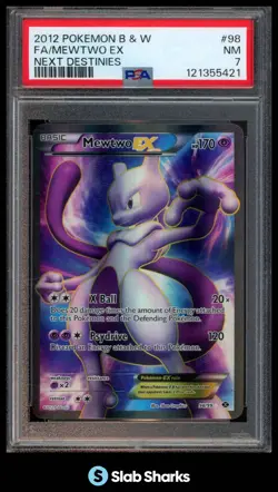 2012 POKEMON B&W NEXT DESTINIES #98/99 MEWTWO FULL ART ULTRA RARE PSA 7 - Image 1