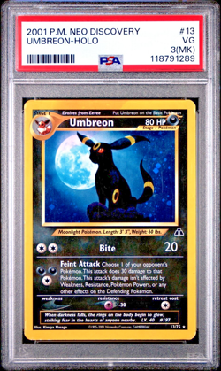 PSA 3 MK 2001 Neo Discovery Umbreon 13/75 Holo Foil Pokemon WOTC Moonbreon - Image 1