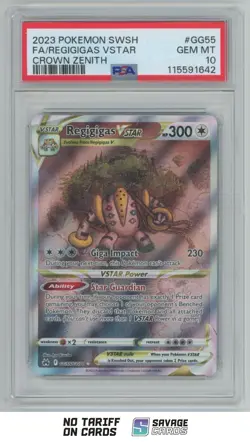 2023 Pokemon Sword & Shield Crown Zenith Holo Regigigas VSTAR PSA 10 #GG55/GG70 - Image 1