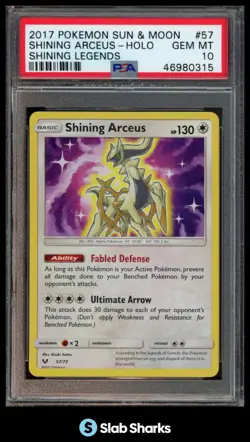 2017 POKEMON SUN & MOON SHINING LEGENDS #57/73 ARCEUS HOLO RARE PSA 10 - Image 1