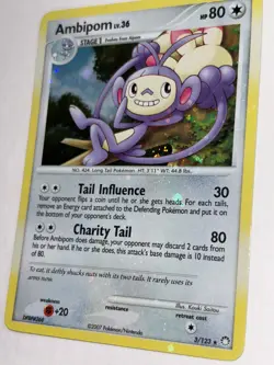 1X Pokemon TCG Ambipom 3/123 Mysterious Treasures Holo BLEED SWIRL 2007 - Image 1