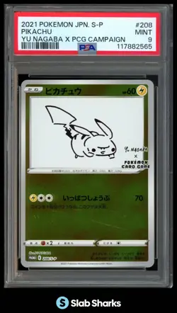 2019 POKEMON SWSH S-P PROMOS JAPANESE #208/S-P PIKACHU YU NAGABA PCG PSA 9 - Image 1