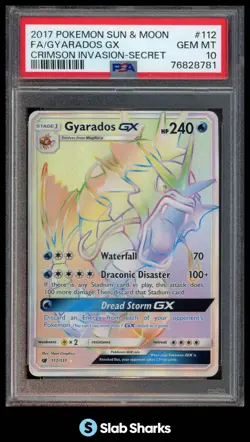 2017 POKEMON SUN & MOON CRIMSON INVASION #112/111 GYARADOS GX FA SECRET PSA 10 - Image 1