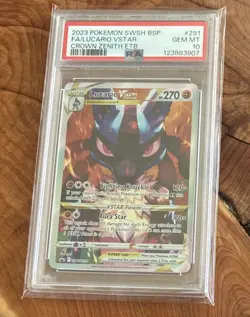 PSA 10 LUCARIO VSTAR SWSH291 2023 POKEMON SWORD & SHIELD CROWN ZENITH ETB PROMO - Image 1